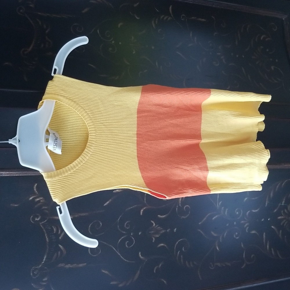 Vestimenta Yellow and Orange Sleeveless Top Made in Italy Size 38
